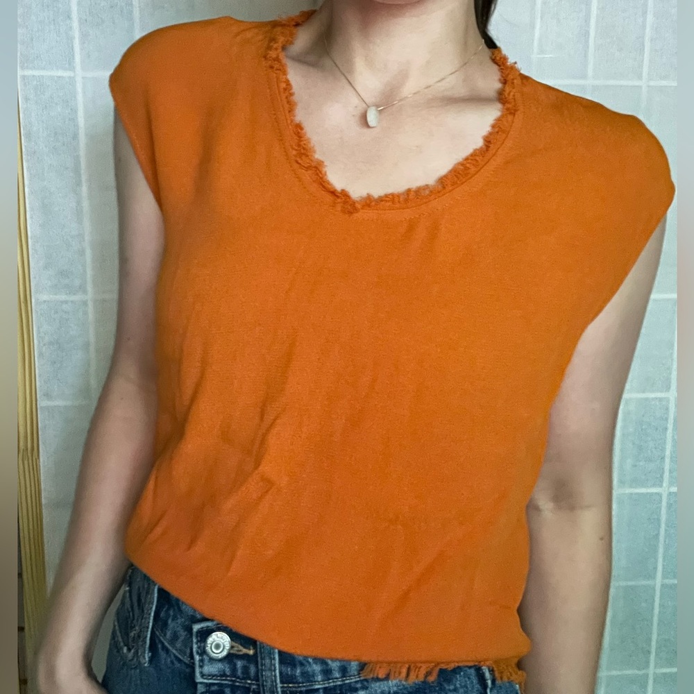 Philosophy Ruffle Orange Tank - Picture 2 of 6